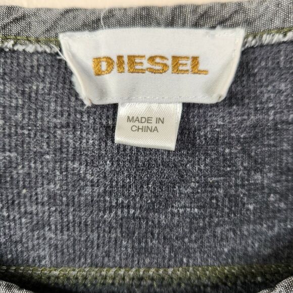 Diesel Gray Minimalist Long Sleeve 4 Button Henley Thermal Shirt Size Large - Picture 3 of 12
